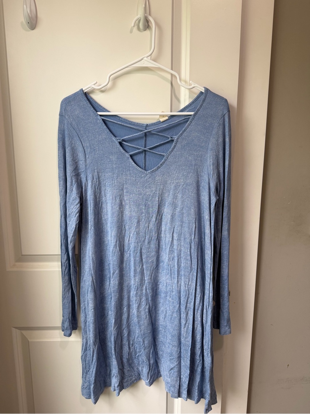 Lazy Sundays Light Blue V-Neck Crisscross Dress
